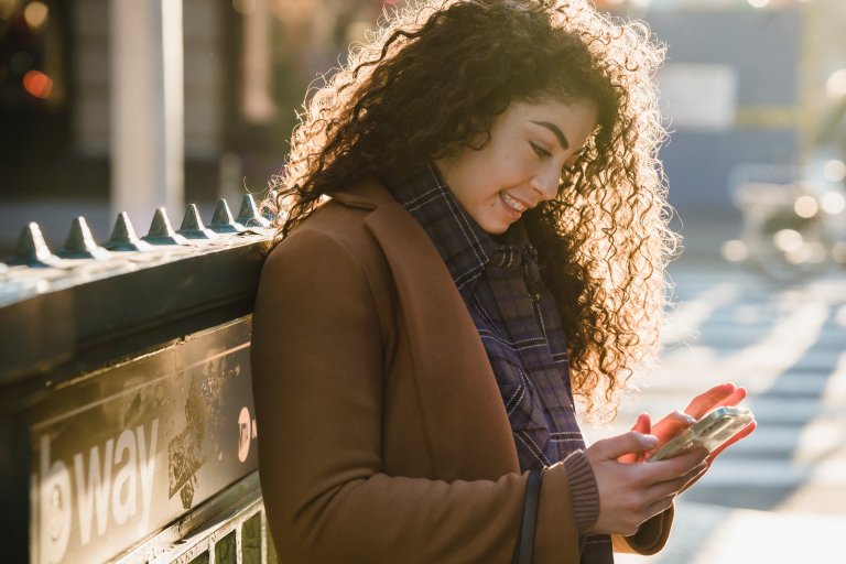 a woman with a smartphone