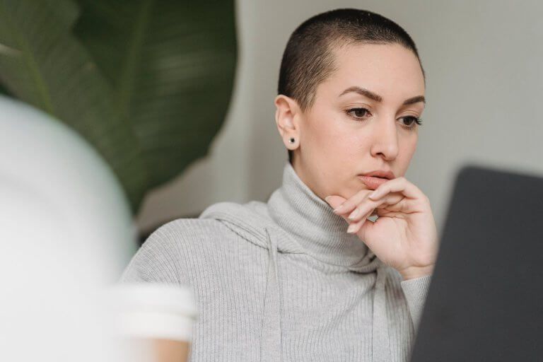 a woman with a laptop