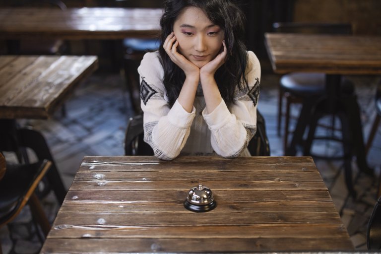 a girl at the table