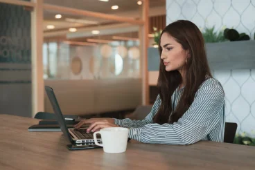 a woman with a laptop