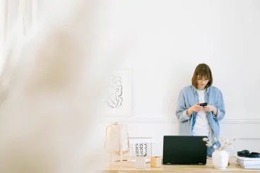 a woman with a laptop