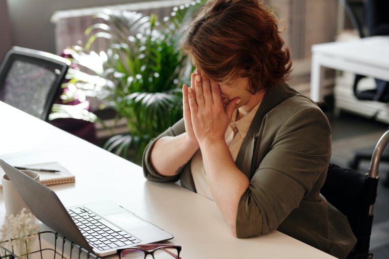 a woman with a laptop