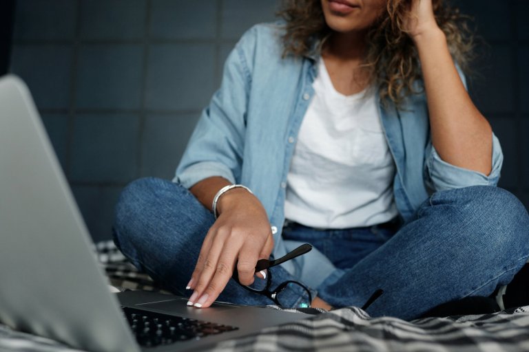 a woman with a laptop