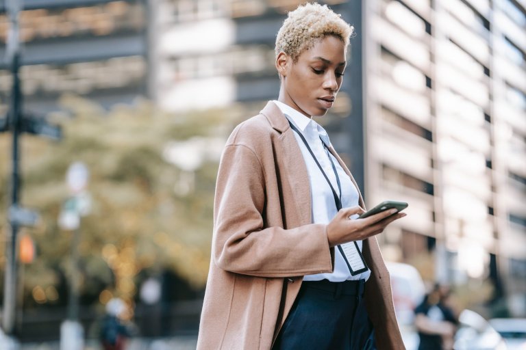 a woman with a smartphone