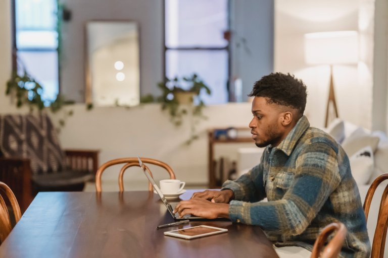 a man with a laptop