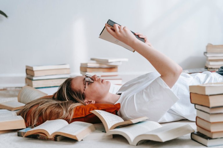 a woman with a book