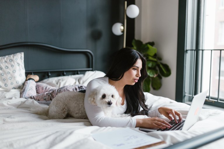 a woman with a laptop